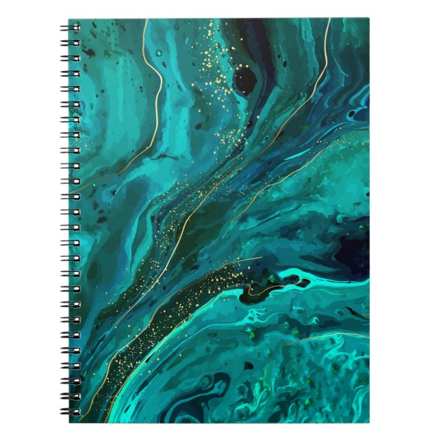 Green Marble & Gold: Luxurious Texture Notebook (Front)