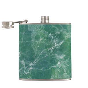 Green marble hip flask