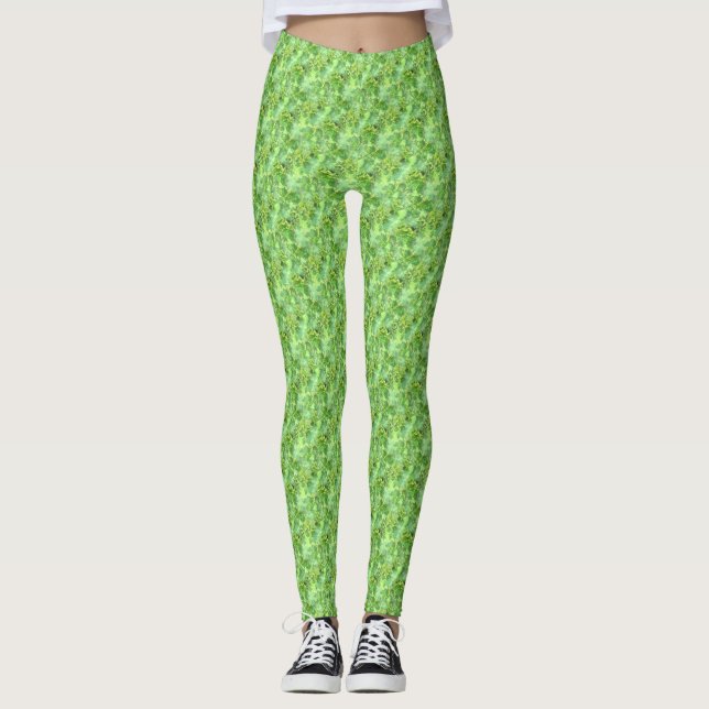 Green Marble Look Leggings (Front)