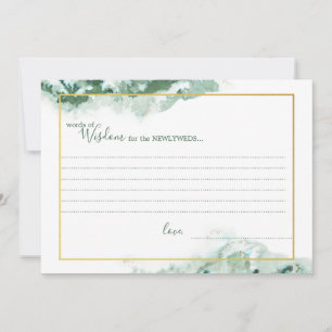 Green Marble Ombre Gold Frame Wedding Wisdom Cards