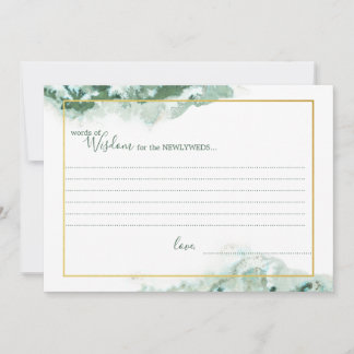 Green Marble Ombre Gold Frame Wedding Wisdom Cards