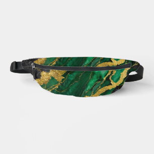 Green Marble Pattern with Gold Bum Bags