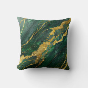 Green Marble Pattern with Gold Cushion