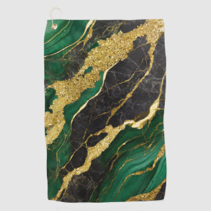 Green Marble Pattern with Gold Golf Towel