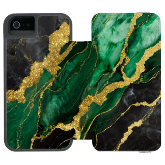 Green Marble Pattern with Gold Incipio Watson™ iPhone 5 Wallet Case