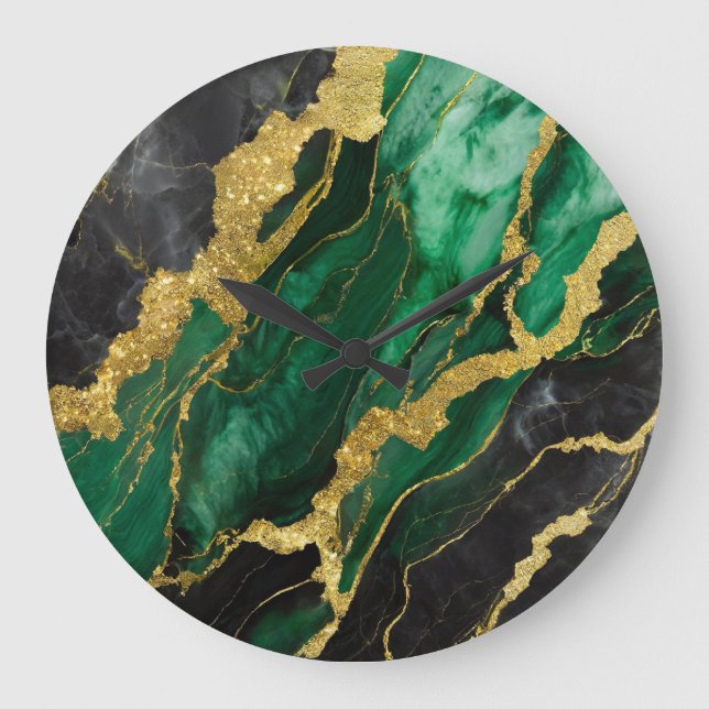 Green Marble Pattern with Gold Large Clock (Front)
