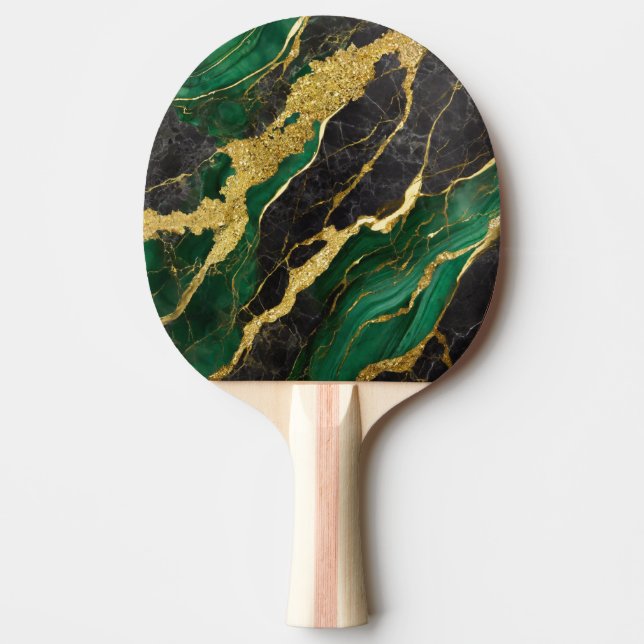 Green Marble Pattern with Gold Ping Pong Paddle (Front)