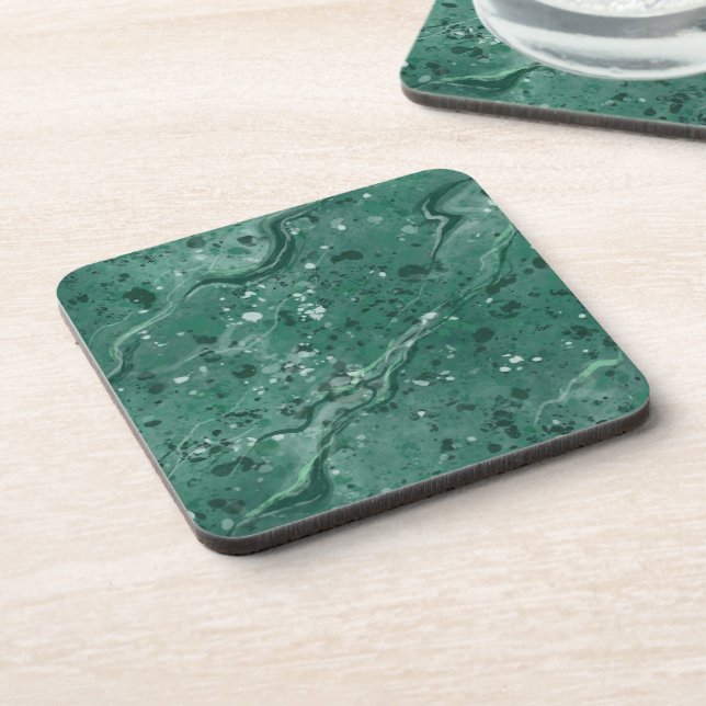 Green Marble Print Coaster Set Gift (Left Side)