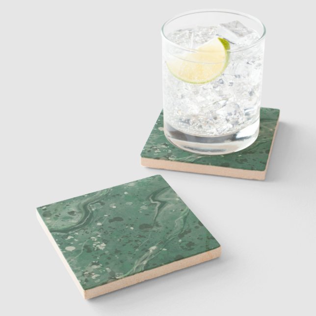 Green Marble Print Coasters Gift  (Side)