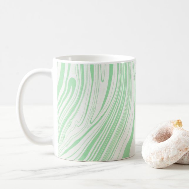 Green Marble Swirls Marbled Marbling Lines Coffee Mug (With Donut)