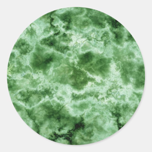 Green Marble Texture Classic Round Sticker (Front)