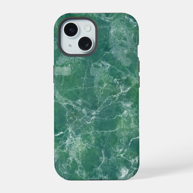 Green Marble Texture iPhone 15 Case (Back)