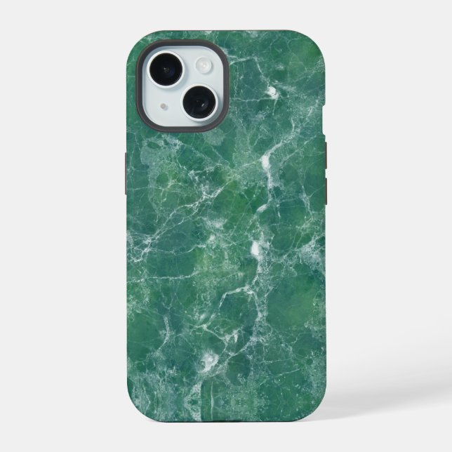 Green Marble Texture iPhone 15 Case (Back)