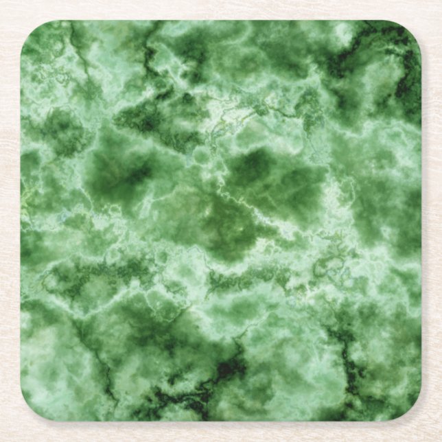 Green Marble Texture Square Paper Coaster (Front)