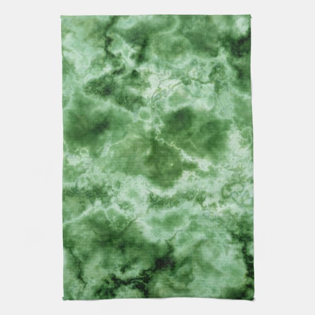 Green Marble Texture Tea Towel (Vertical)