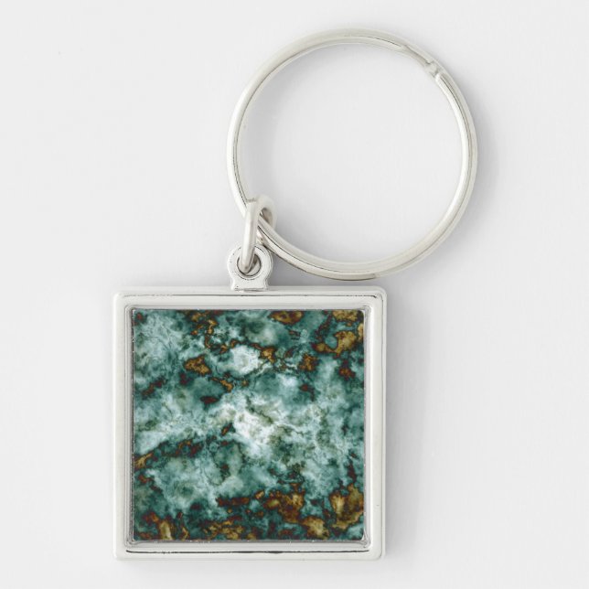Green Marble Texture With Veins Key Ring (Front)