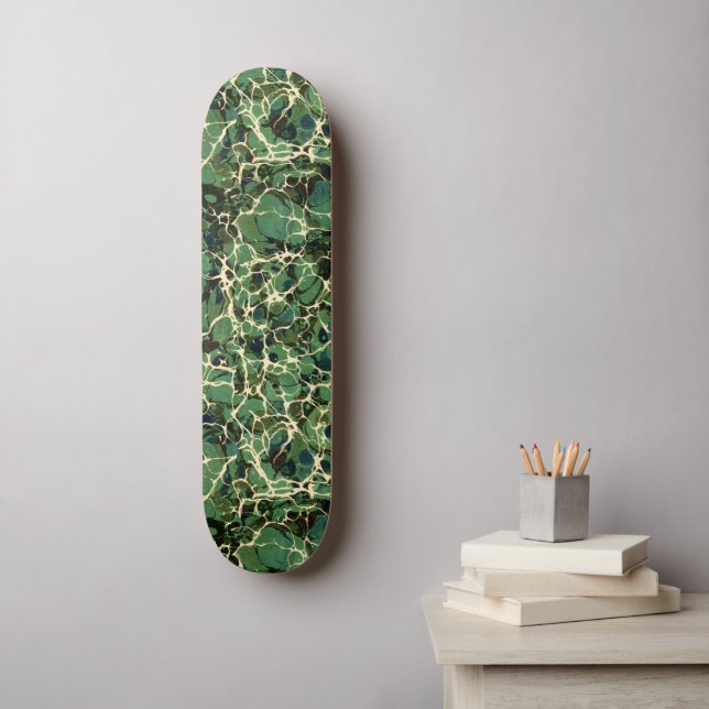 Green Marbled Paper Vintage Skateboard (Wall Art)
