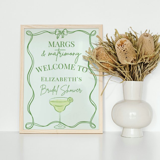 Green Margs and Matrimony Bridal Shower Welcome Poster (Creator Uploaded)