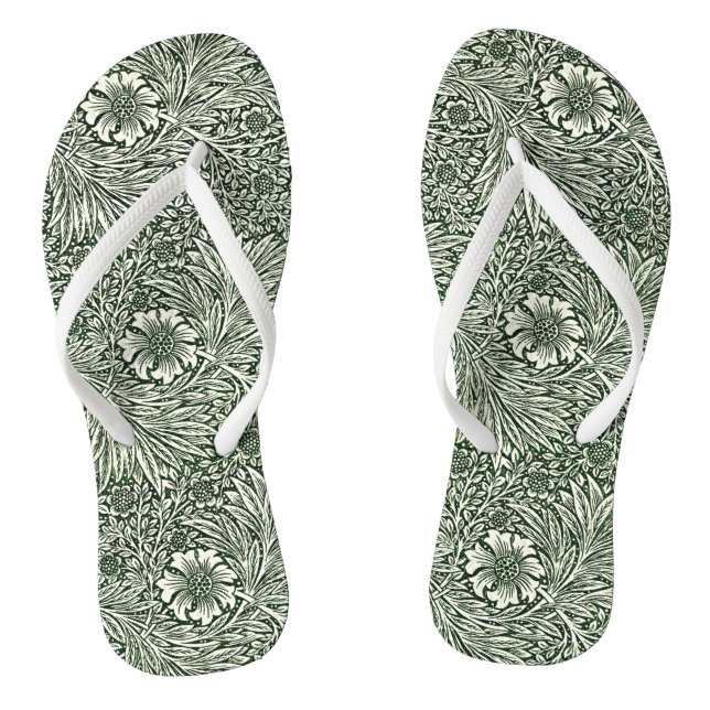 Green Marigold Elegance: Step Into Nature Jandals (Footbed)