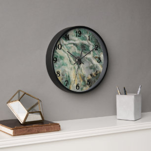 Green Mariposite Mineral Stone Pattern Clock