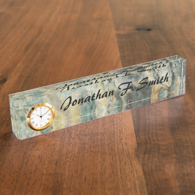 Green Mariposite Mineral Stone Pattern Nameplate (Side)