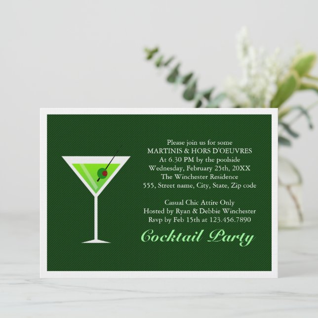 Green Martini Invitation (Standing Front)