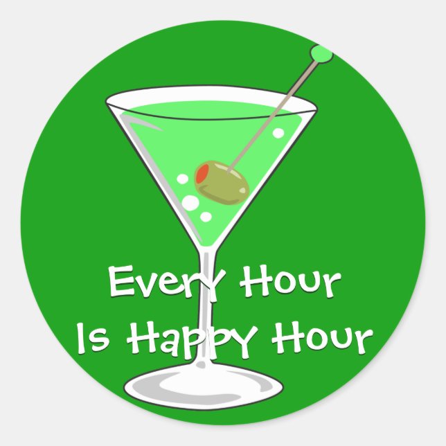 Green Martini Sticker (Front)