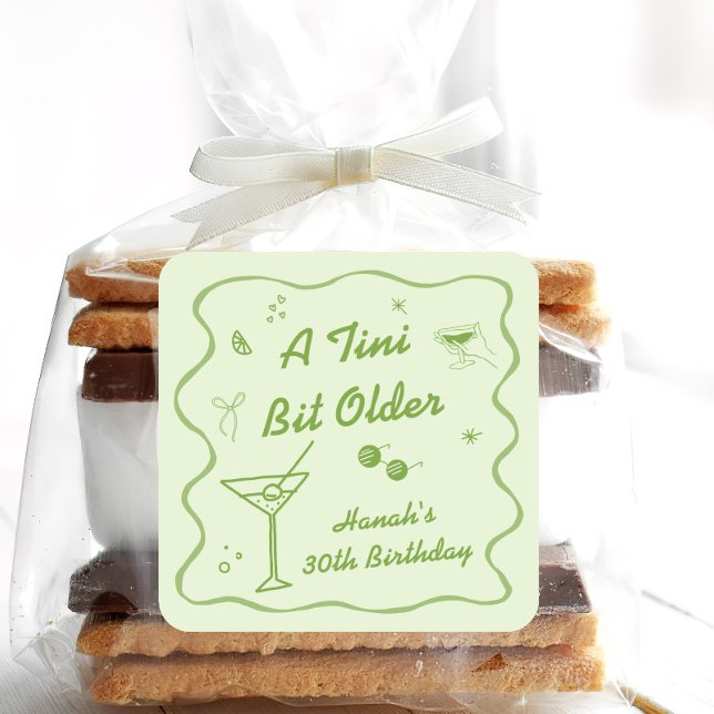 Green Martini themed Birthday Party Square Sticker (Creator Uploaded)