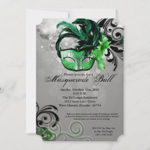 Green Masquerade Ball Mask Costume Halloween Part Invitation