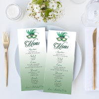 Green Masquerade Birthday Party Flat Menu
