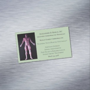 Green Massage Therapy Chiropractic Doctor Medical Magnetic Business Card