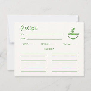 Green Matcha Handwritten Bridal Shower Recipe Invitation