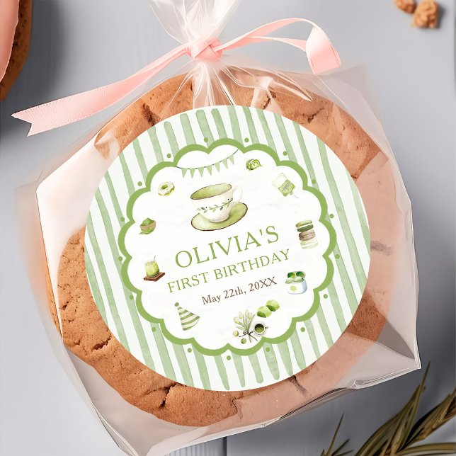 Green Matcha Stripes Birthday Sticker (Creator Uploaded)