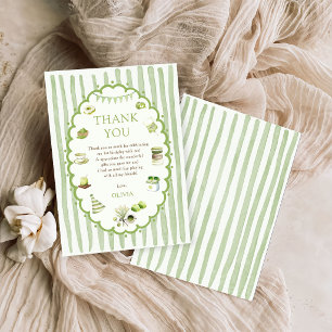 Green Matcha Stripes Birthday Thank You Card