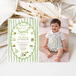 Green Matcha Sweet  Photo Birthday Invitation