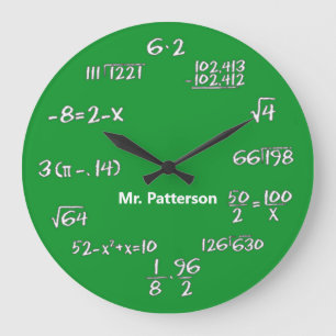Green Math Equations Custom Large Clock
