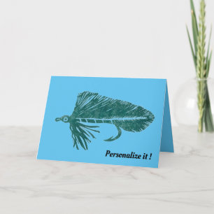 Green Matuka streamer, fly fishing, fly tying art Card
