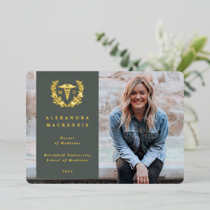 Green MD Caduceus Graduation Photo Announcement