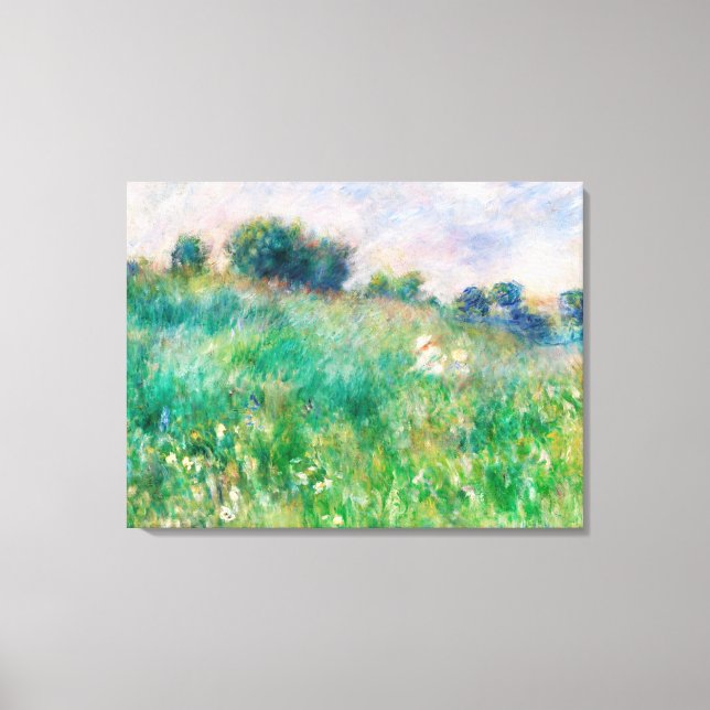 Green Meadow by Renoir Impressionist Painting Canvas Print (Front)