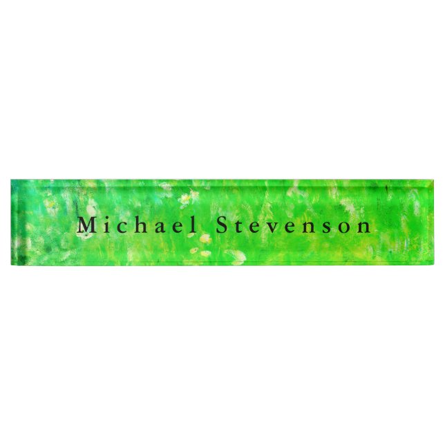 Green Meadow Modern Design Unique Personal Nameplate (Front)