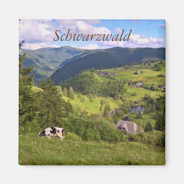 green Meadows and a cow with panorama view Magnet (Front)