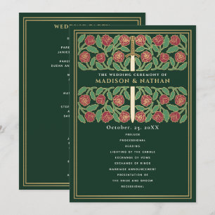 Green Mediaeval Gold Floral Sword Royal Wedding Programme