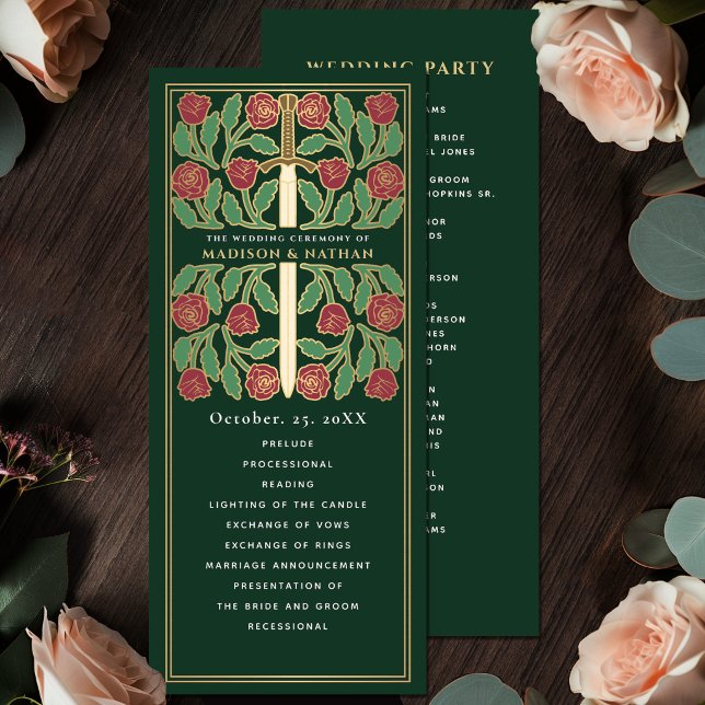 Green Mediaeval Gold Floral Sword Royal Wedding Programme (Creator Uploaded)