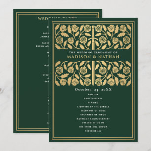 Green Mediaeval Gold Sword Royal Wedding Programme