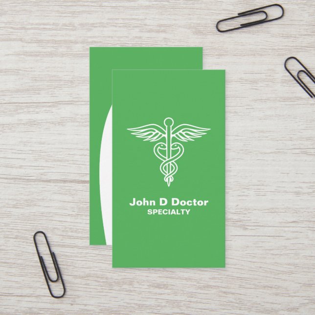 Green medical doctor or healthcare business card (Front/Back In Situ)