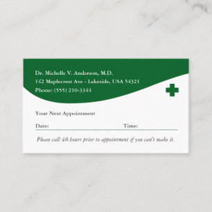 Green Medical Doctor Professional Patient Appointment Card