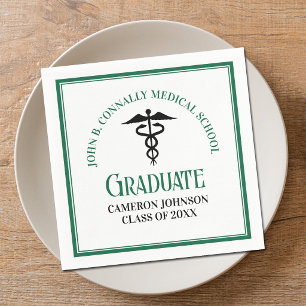 Green Medical School Graduation Party Custom Napkin
