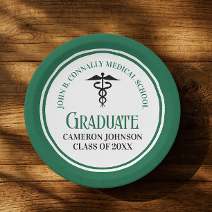 Green Medical School Graduation Party Personalized Paper Plate