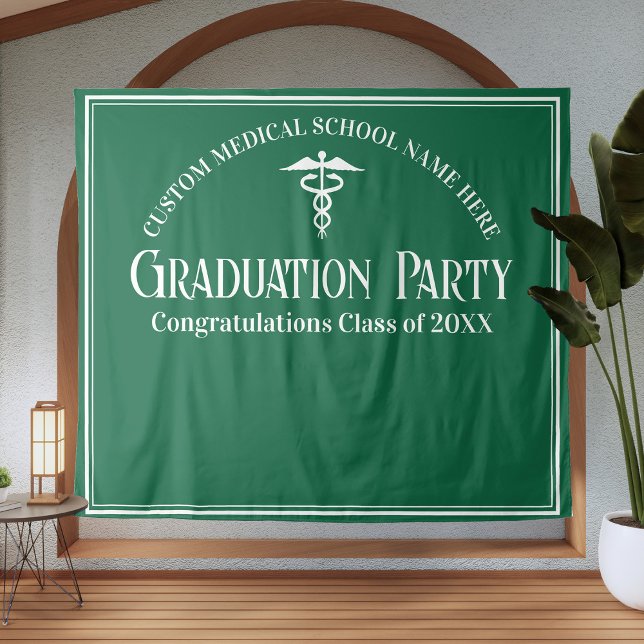 Green Medical School Graduation Party Photo Booth Tapestry (Creator Uploaded)
