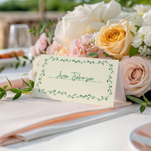 Green Mediterranean Handwritten Wedding Place Card